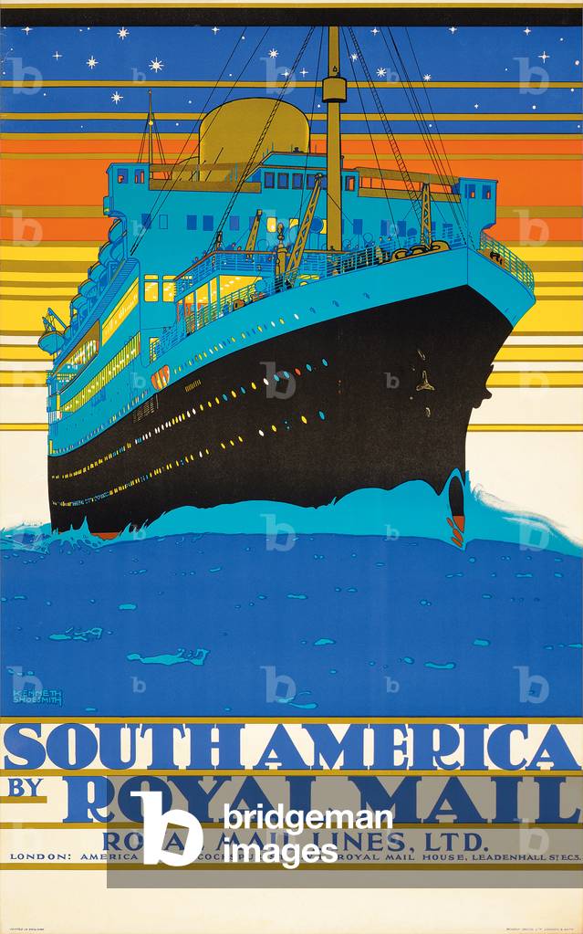 Image of Poster advertising South America by Royal Mail Lines (colour  lithograph) by Shoesmith, Kenneth (1890-1939)