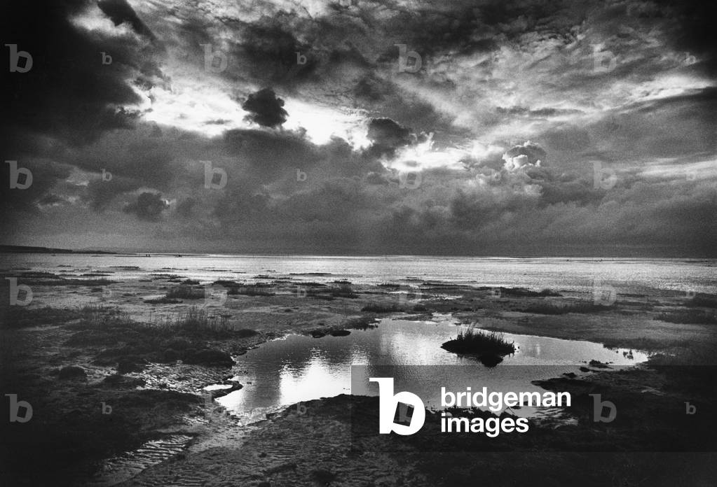 The Causeway, Holy Island, Northumberland (b/w photo)