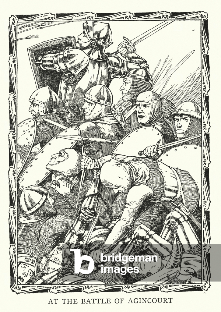Image de Estampe représentant La bataille d'Agincourt (lithographie) 1901 par Patten Wilson