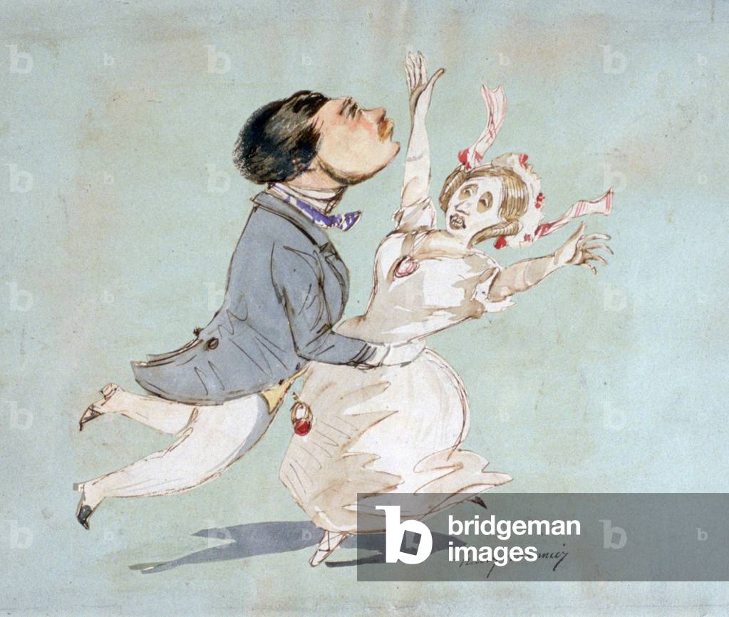 Immagine di Disegno "La coppia'. Acquerello di Henri Monnier (1805-1877) disegnatore francese." di Henri Bonav