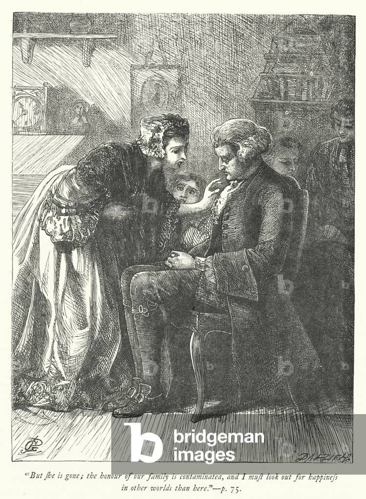 "Illustrazione per il Vicario di Wakefield (incisione)" di George John Pinwell, b/w