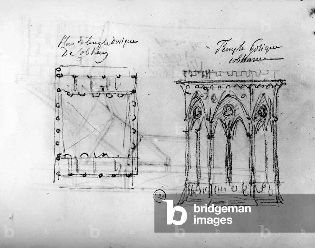 Immagine di Disegno "Schizzo architettonico da 'Viaggi in Inghilterra'" 1766 di Francois-Joseph Belanger, b/w