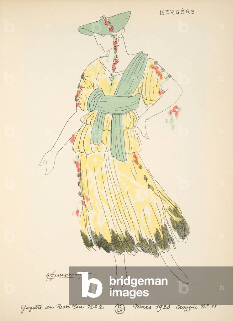 Bergère, aus einer Sammlung von Mode Platten, 1920 (pochoir print)