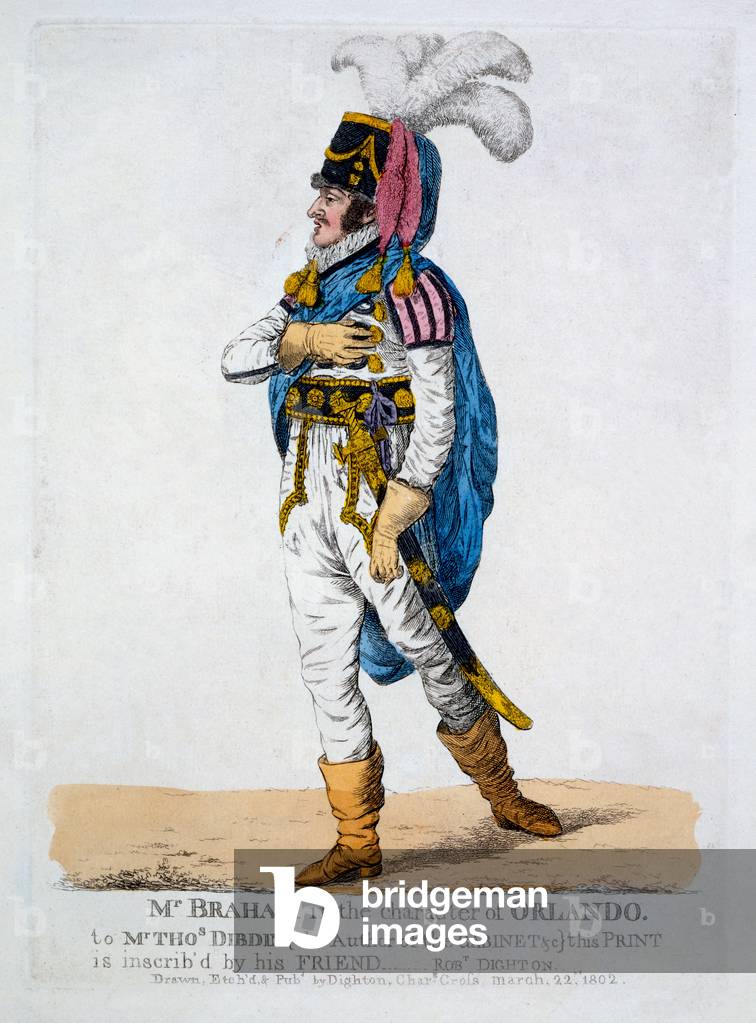 Image of Engraving depicting Mr Braham in the character of Orlando from 'As You Like It', 1802 by Robert Dight