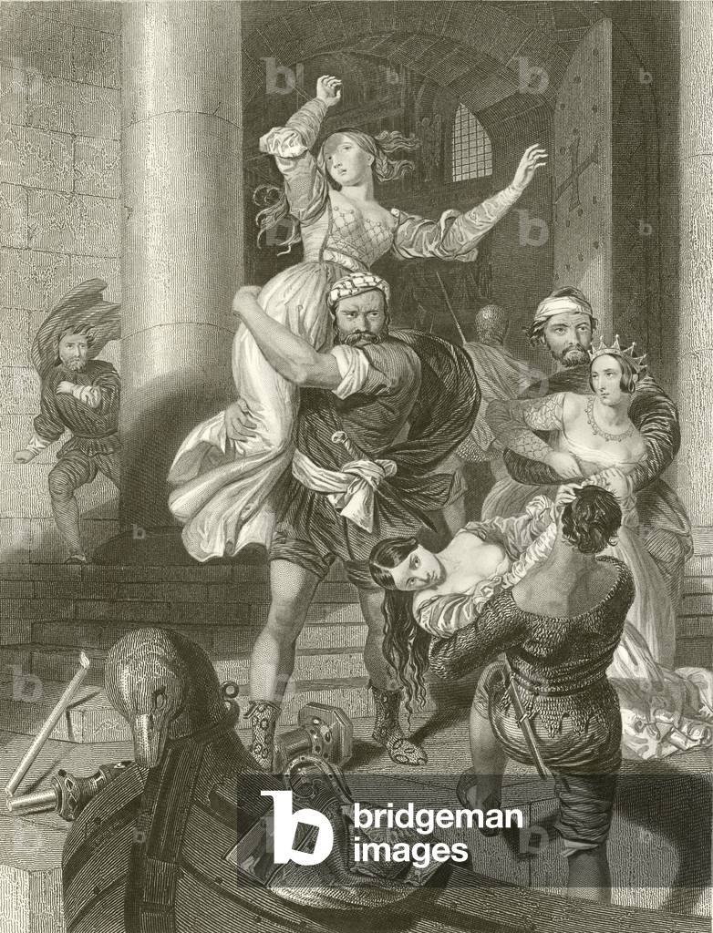 "Le spose di Venezia (incisione)" di John Rogers Herbert, b/w