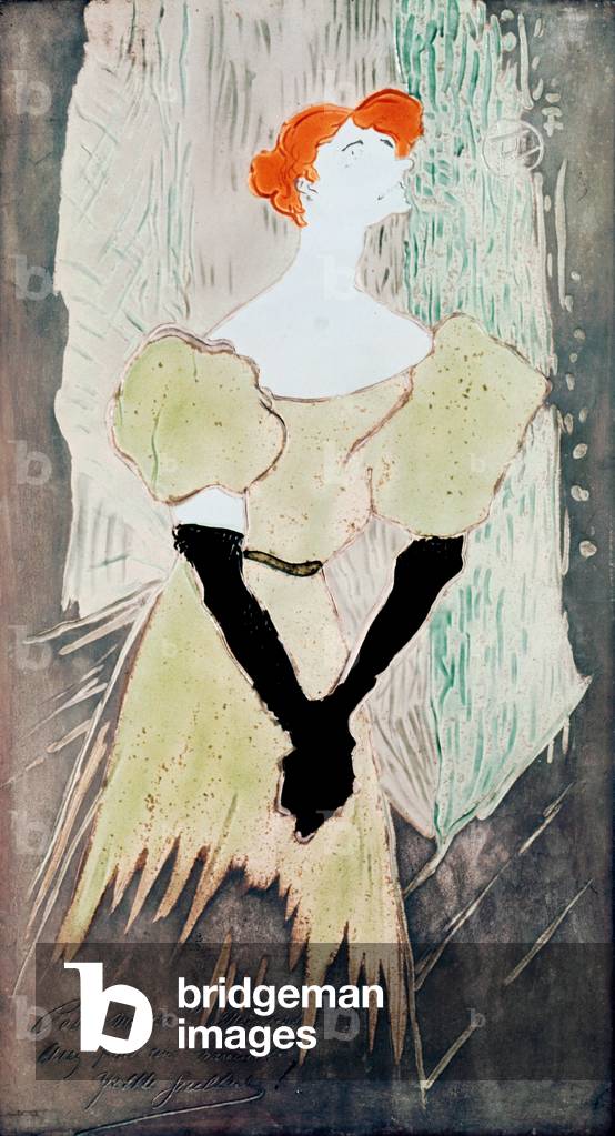 Yvette Guilbert (commande pour faire un plateau de table), 1895 (céramique)