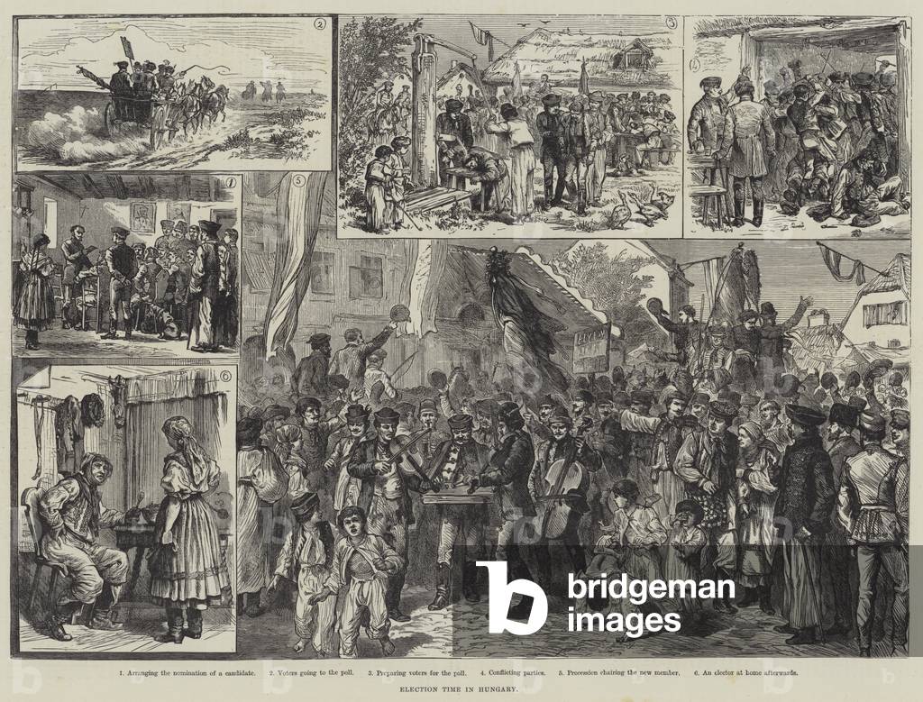 Election Time in Hungary (engraving) by English Artist