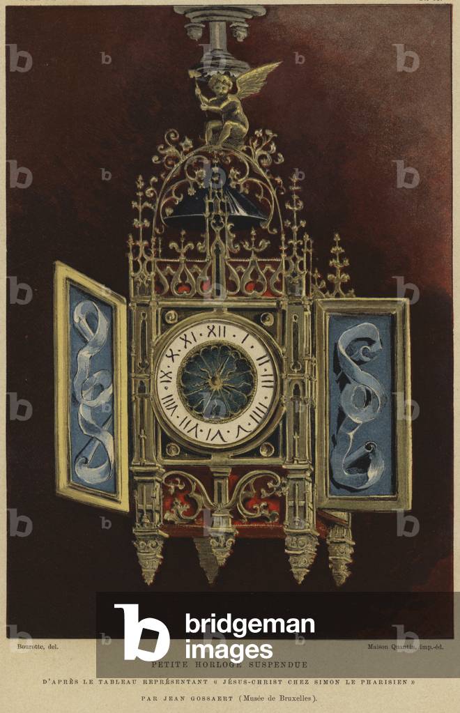 "Kleine Hängeuhr (Farbe litho)" 1801 von French School