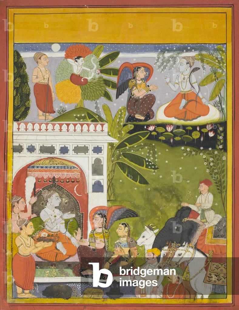 "Kama spara una freccia d'amore a Shiva" 1675 di Indian School