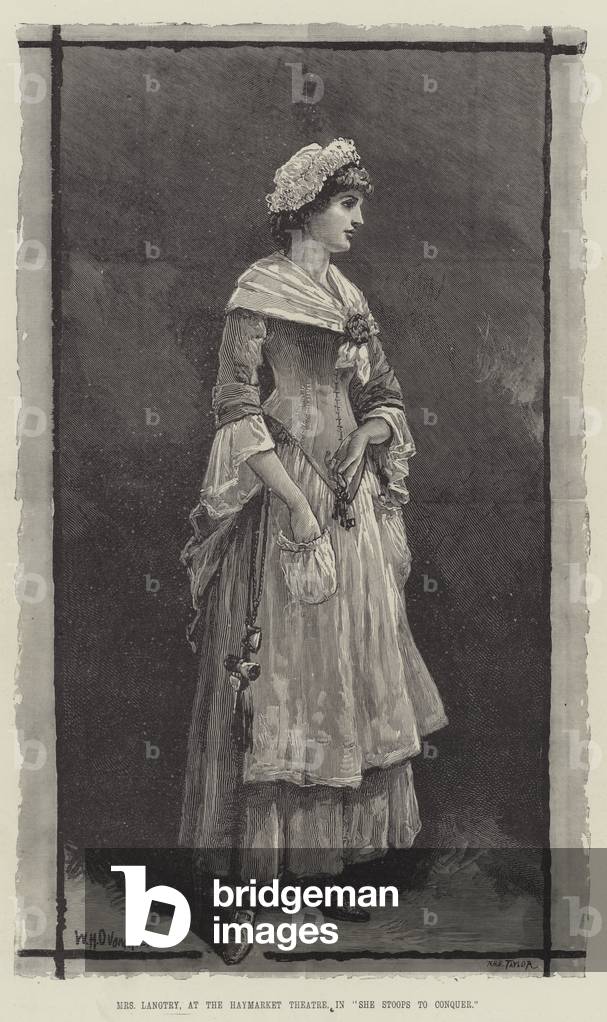 La signora Langtry, al Haymarket Theatre, in «She Stoops to Conquer» (incisione)