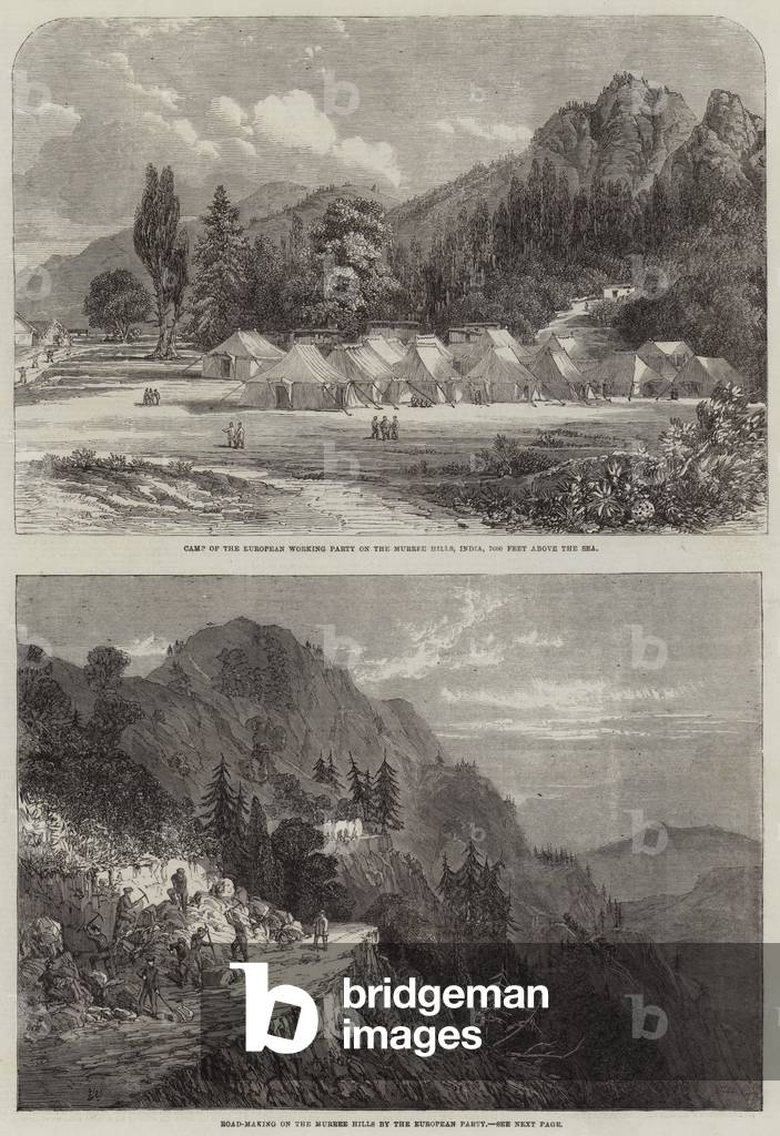 "Die Murree Hills in Indien (Gravur)" von English School, b/w