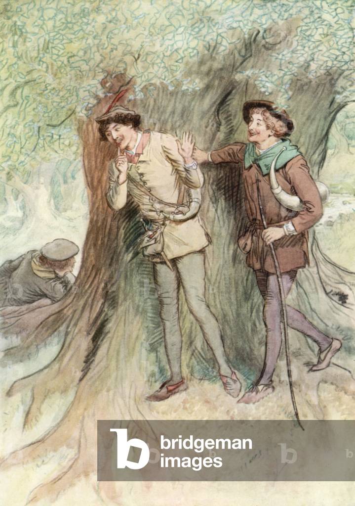 Illustration for Shakespeare's As You Like It (colour litho)