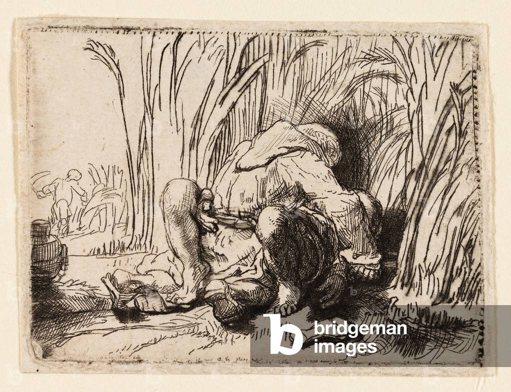 Il monaco nel campo di grano, 1646 circa (acquaforte a puntasecca su carta vergata color avorio)