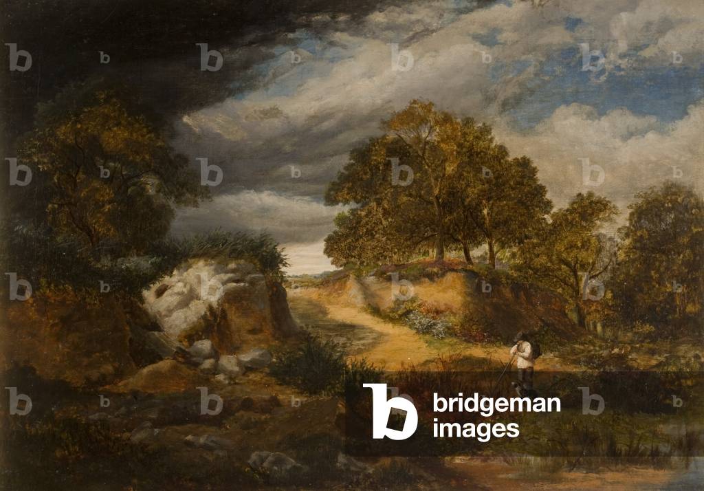 Immagine di Dipinto "paesaggio con figura e le cane olio su tela" di George Vicat Cole