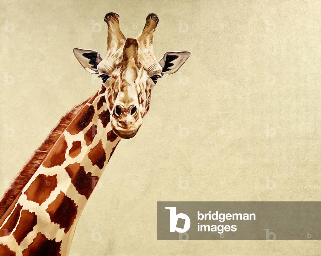 Giraffe #1, 2018 (oil on a gold background on canvas)