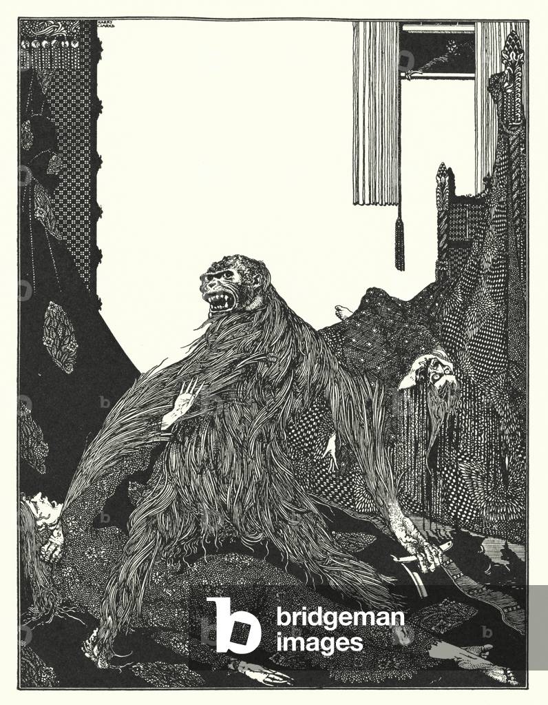 Image of Print depicting Edgar Allan Poe: The Murders in the Rue Morgue (litho) by Harry Clarke
