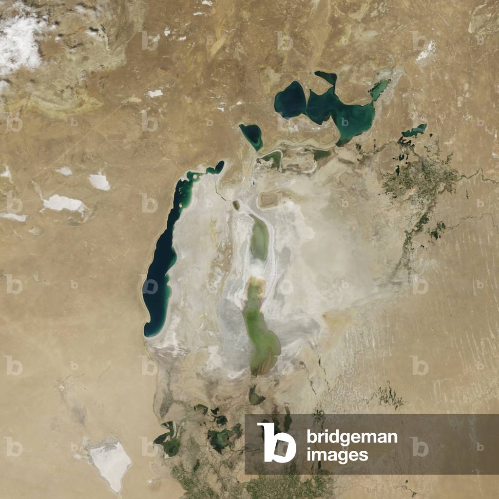 Image of Satellite image of the shrinking of the Aral Sea taken