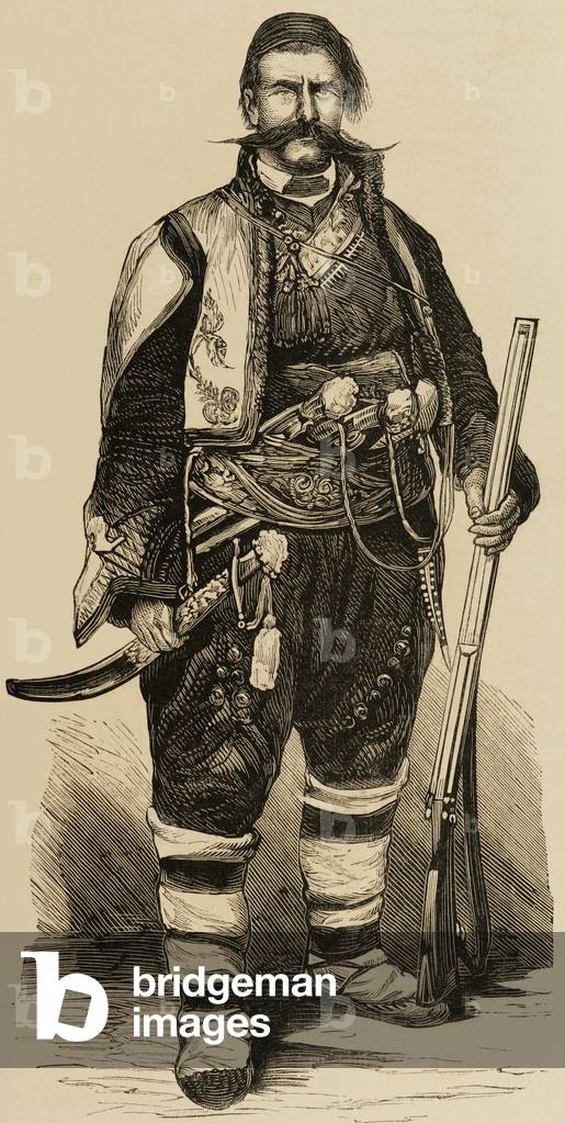 "Panayot Ivanov Hitov (1830 1918). Era un hajduk bulgaro. Incisione.", b/w