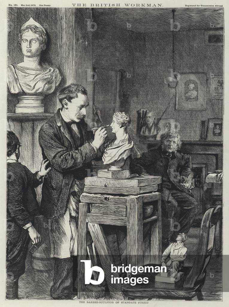 Le coiffeur sculpteur de Stangate Street (gravure) par English School