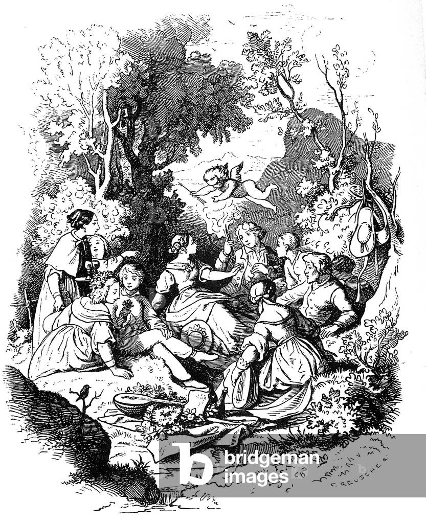 Picnic nel secolo 19 (foto in b/n)