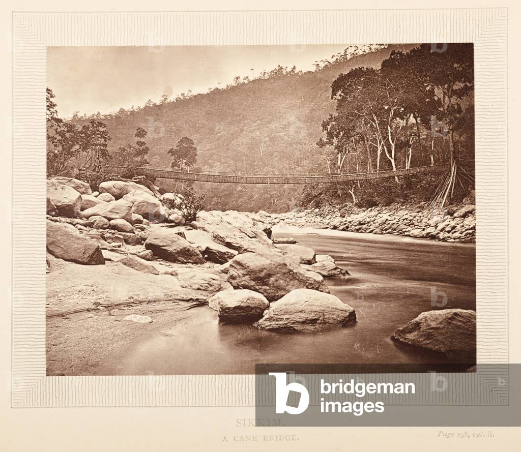 Un ponte in canna, Sikkim, 1875 (foto b/n)