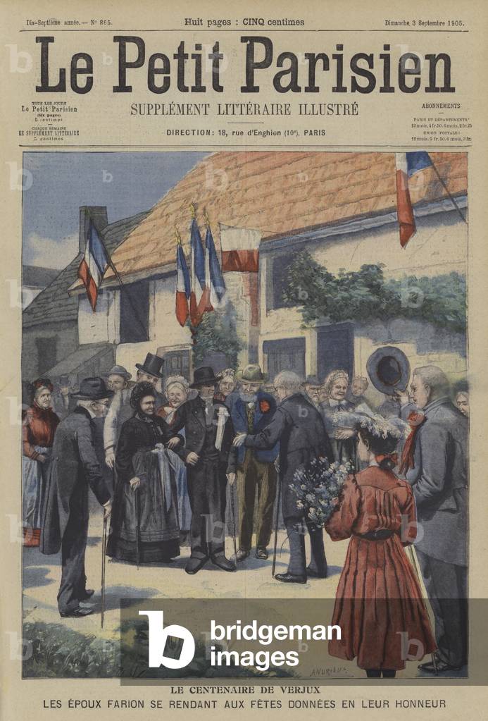 The centenarian of Verjux, France (colour litho)