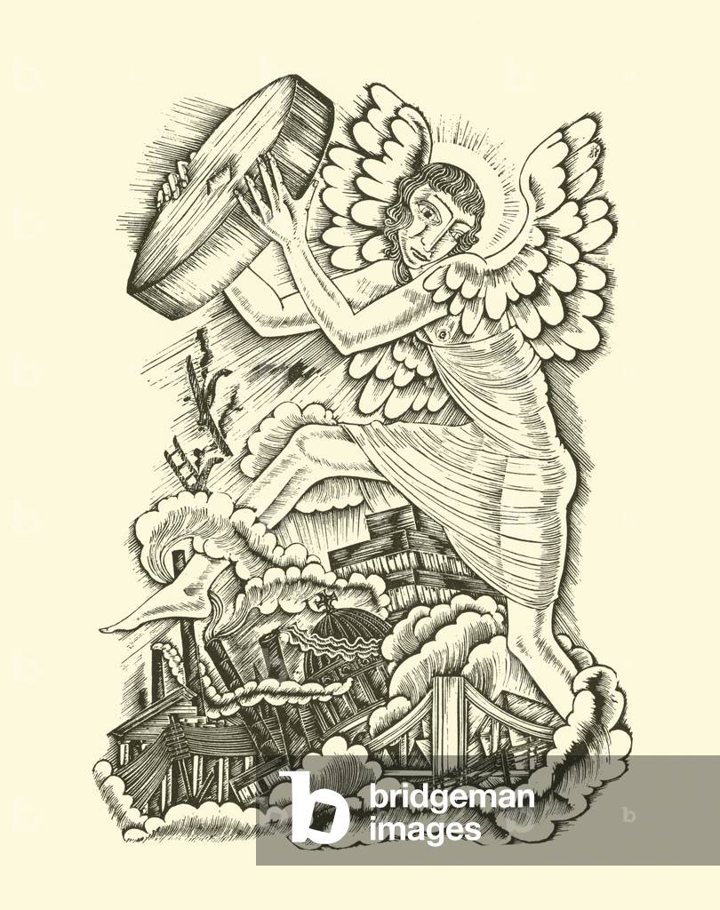 Bild von Druck "Apokalypse" von Eric Gill, b/w