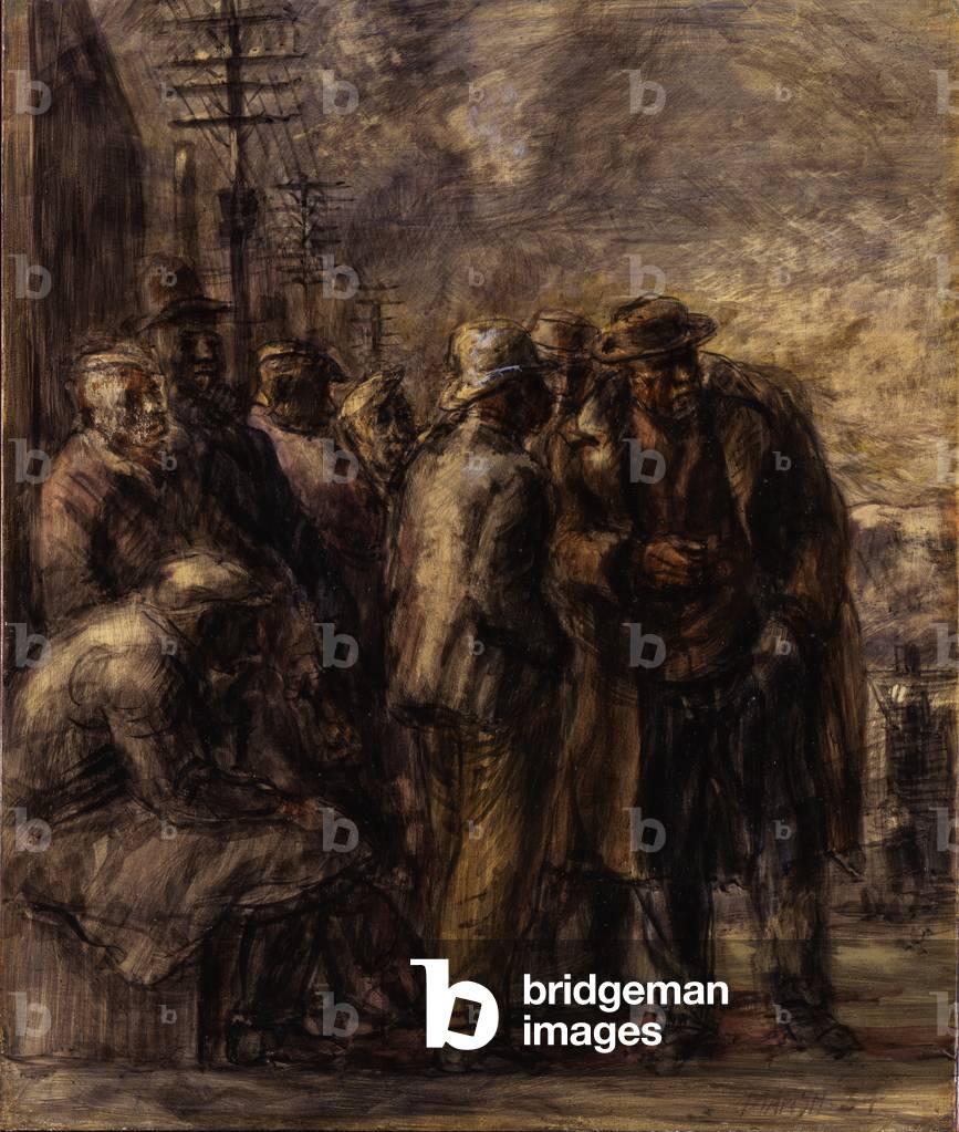 Bild von Gemälde "Jobless" 1934 von Reginald Marsh, b/w