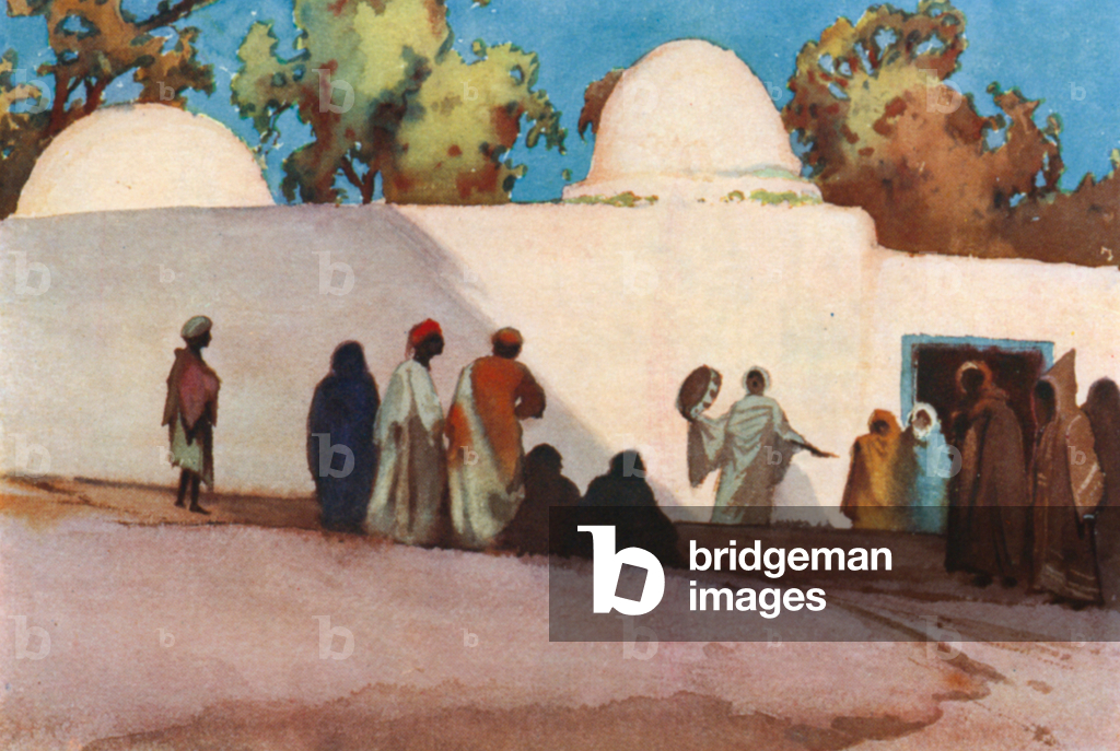 Immagine di Stampa "Danzatori del deserto a Sidi Bou Said (litografia a colori)" 1901 di George Henry Benton F