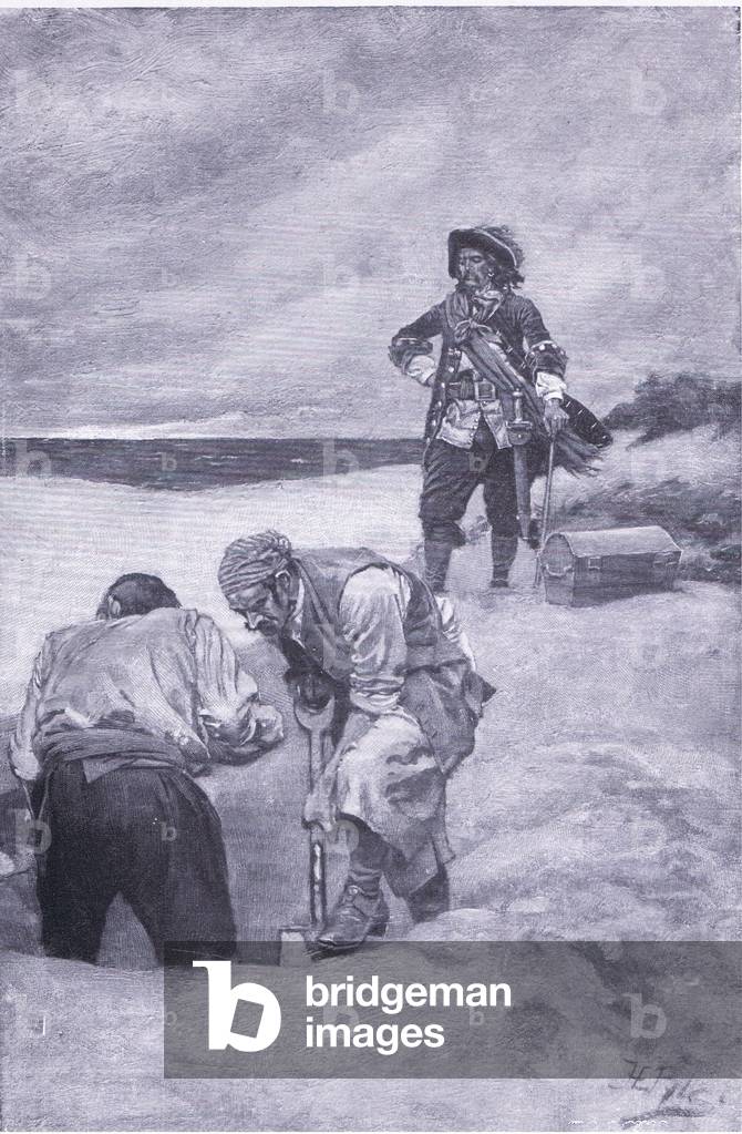 Immagine di Stampa "Kidd a Gardiner's Island" di Howard Pyle, b/w