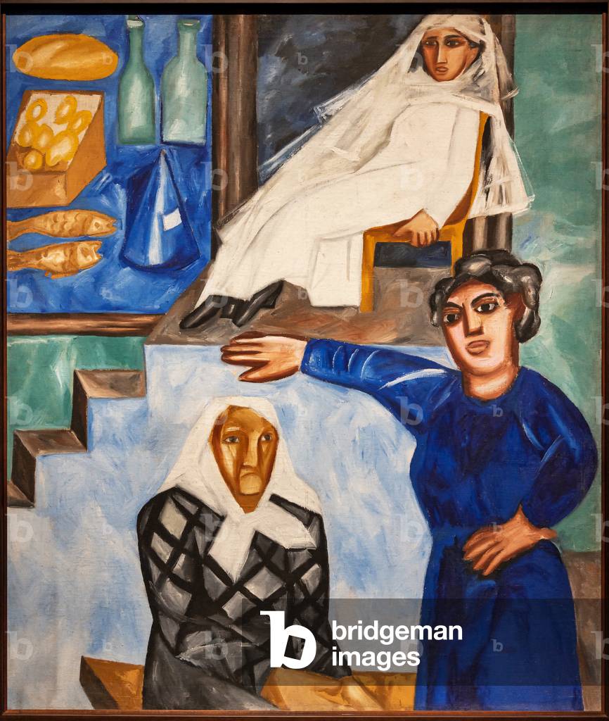 Image de Peinture représentant Les Juifs dans la rue. A Jewish Shop 1912 par Natalia Goncharova