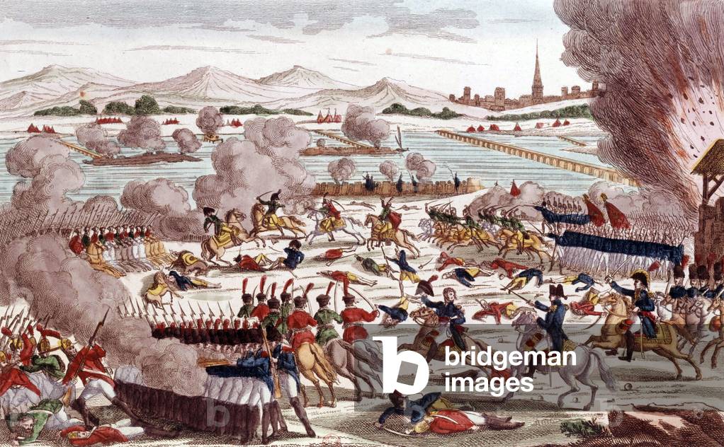 "Battaglia di Wagram 5-6 luglio 1809 durante le guerre della V Coalizione: l'esercito austriaco è sconfitto da