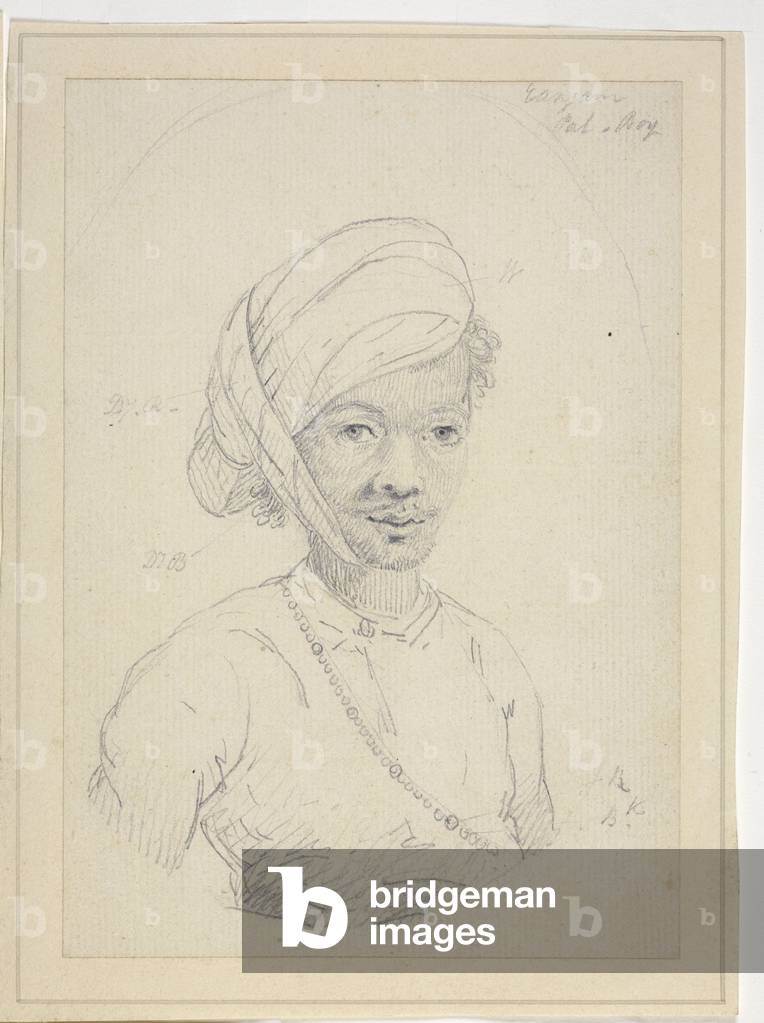 Un portrait d'un jeune homme ou d'un jeune garçon. Crayon, b/w