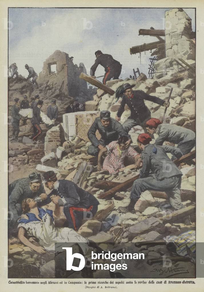 Tremblement de terre catastrophique dans les Abruzzes et en Campanie par Achille Beltrame
