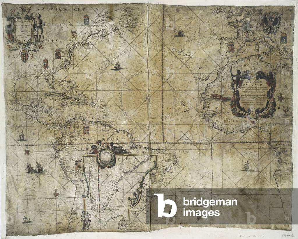 Aziende territoriali della Società olandese delle Indie Occidentali, 1710 (stampa colorata a mano su pergamena