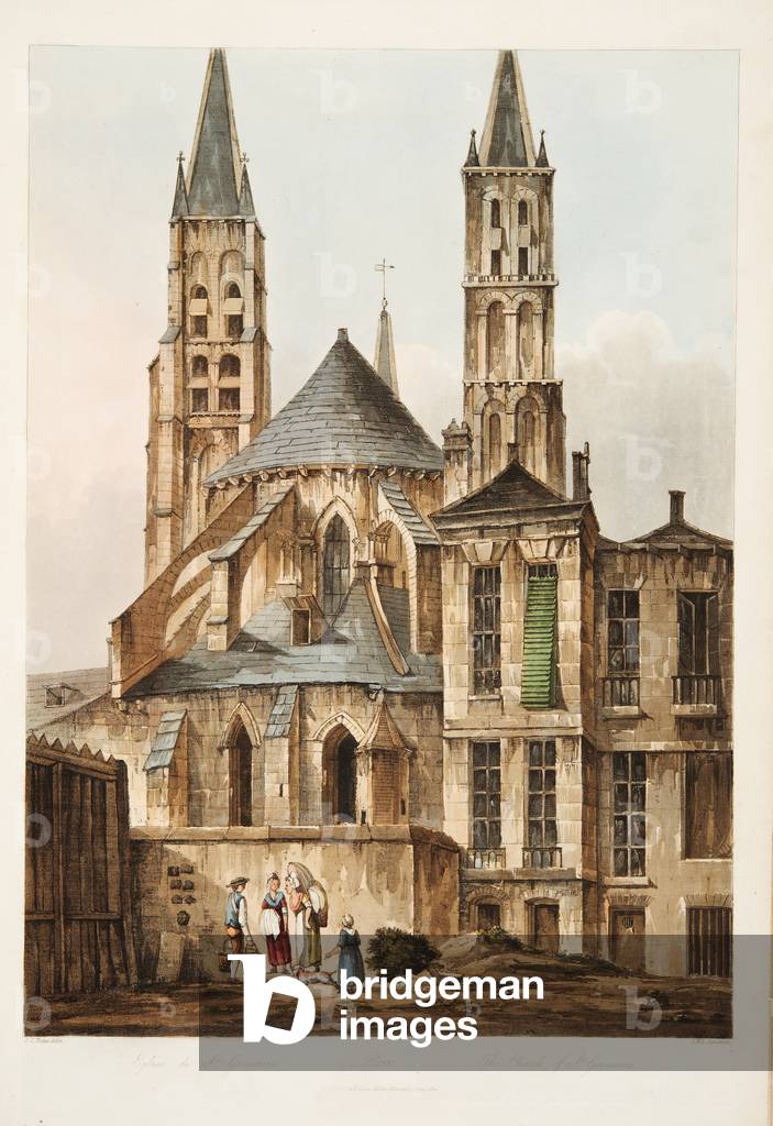 La Chiesa di St Germains, illustrazione da 'Versailles, Parigi e Saint Denis', pub. 1810 (aquatint)