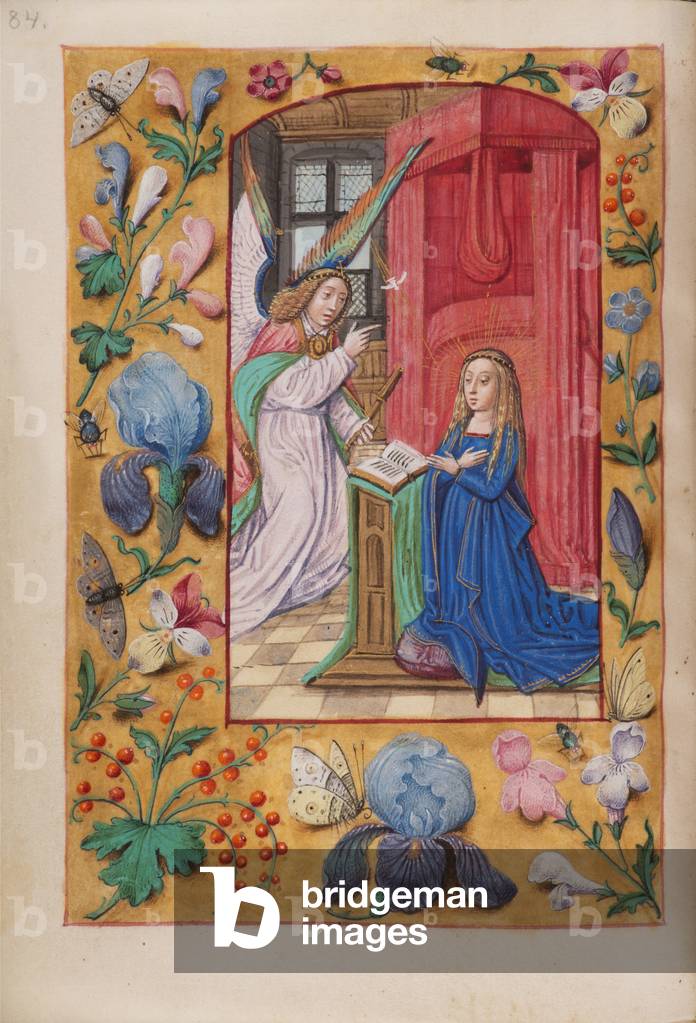 Annunciazione, folio da un libro d'ore (tempera su pergamena)