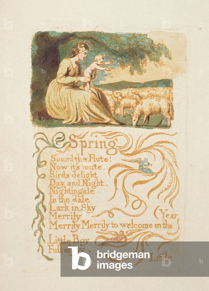 'Spring', plate 12 from 'Songs of Innocence and Experience', after William Blake (1757-1827) c.1808 (w/c with pen & brown ink)