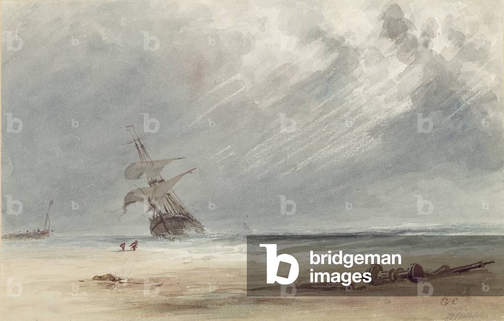 Tempesta su una costa (w/c su carta)