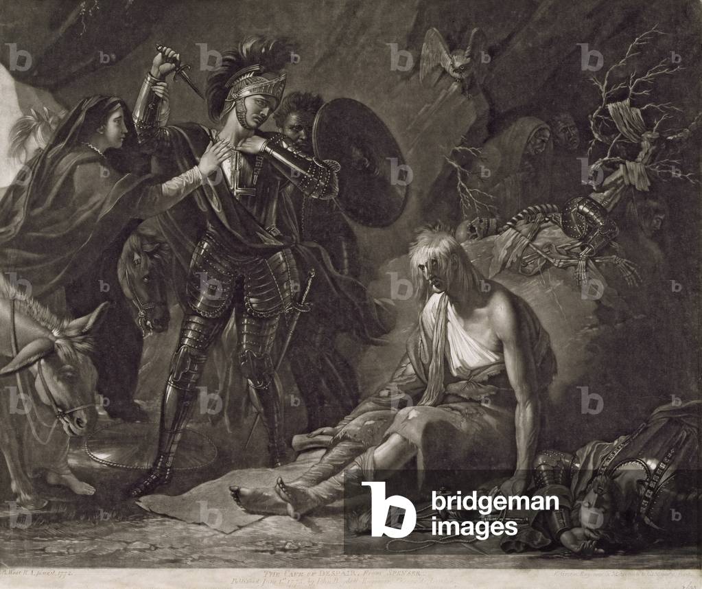 The Cave of Despair, from Spenser, engraved by Valentine Green (1739-1813) 1775 (mezzotint)