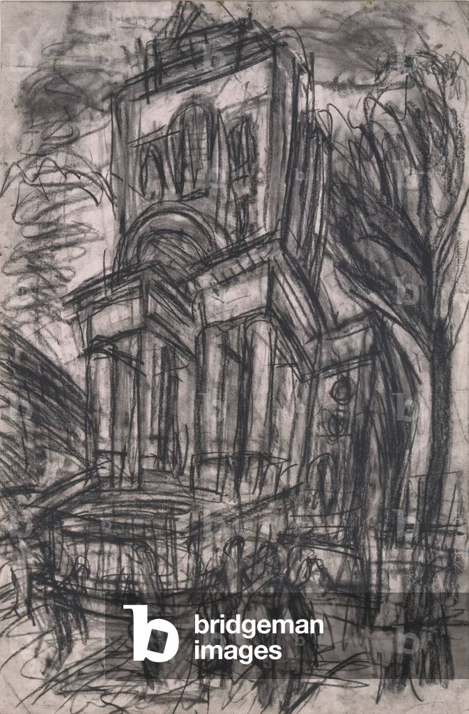 Christchurch, Spitalfields, No.2, 1990 (charcoal on paper)