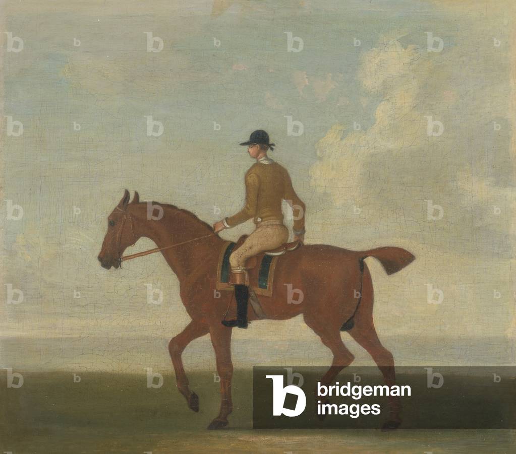 A Chestnut Racehorse with Jockey Up, c.1730 (oil on canvas)
