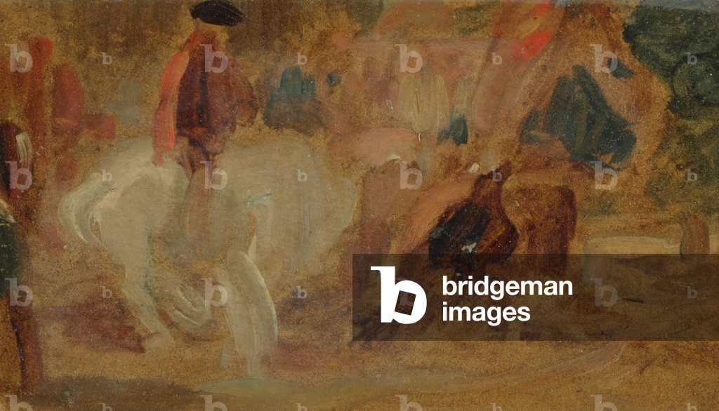 Man on a White Horse previously attributed to J.M.W. Turner (1775-1851) and also attributed to Peter de Wint (1784-1849) (oil on paper)