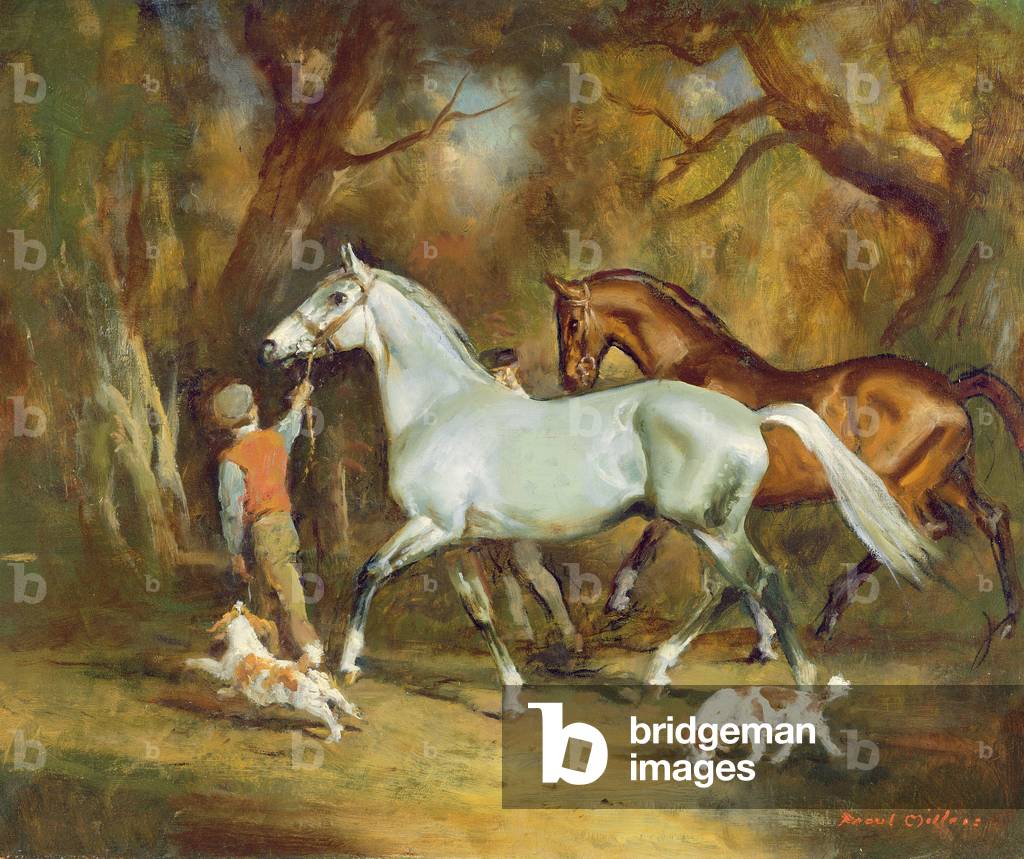 Leading Ponies (oil on canvas)