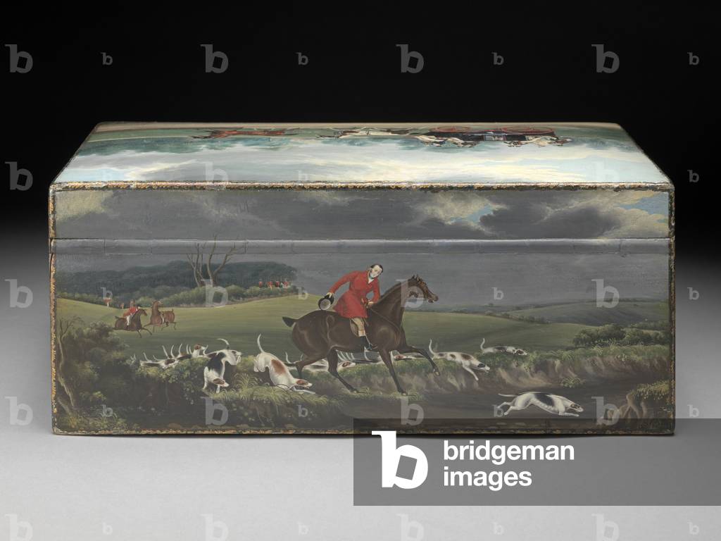 A Cigar Box painted with Scenes from 'Taglioni' Prints, c.1840 (oil on fruitwood) (see 285535 for front view)
