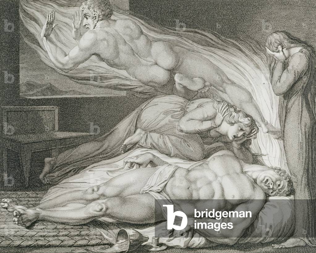 Morte del forte malvagio uomo, pl.6, illustrazione da 'La tomba, un poesia' di William Blake (1757-1827), inci