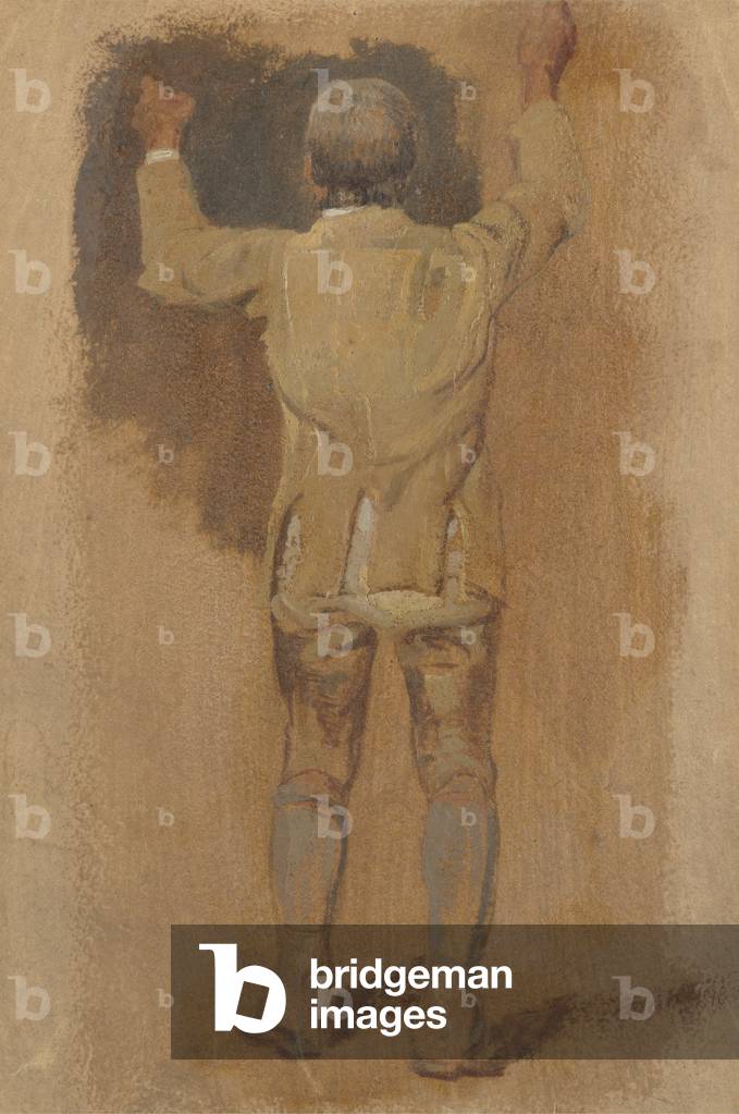 Study of a Groom, seen from behind, 1857 (oil on tan paper)