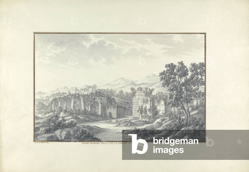 View of the Ruined Baths at Hadrian's Villa at Tivoli, c.1750 (litho)