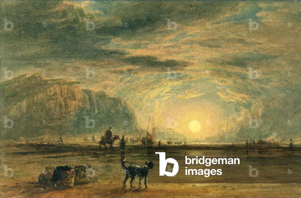 Beach Scene - Sunrise, c.1820 (w/c & pen over graphite on paper)