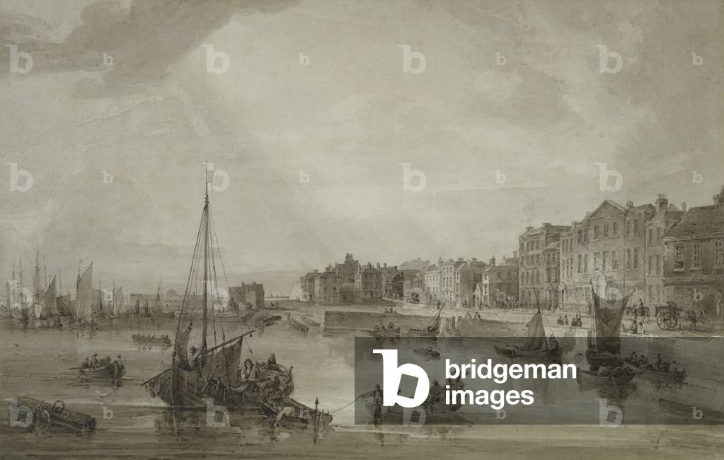 Margate Harbour, 1806 (brown wash over graphite)